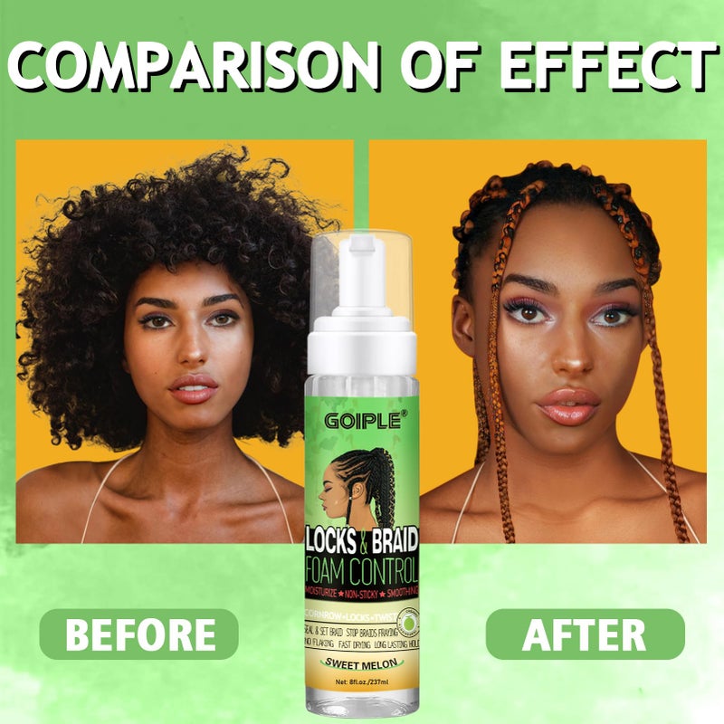 Goiple Braid Mousse, 8 fl oz for Braids Twist, Locs - Long-Lasting Hold, Frizz Control, High Shine and Moisturizes, Sugar Melon Fragrance - Image 5