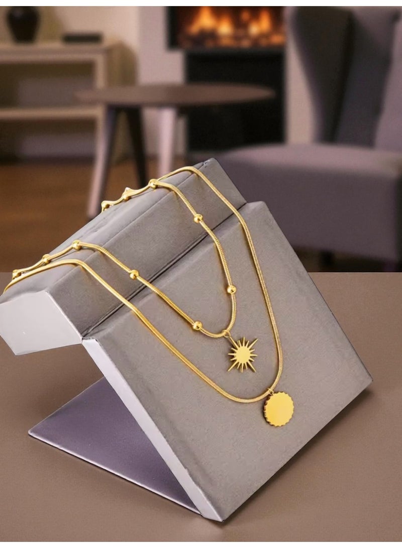 Casual collection Elegant Stainless Steel Gold Plated Necklace For Women With Gift Box - Image 2