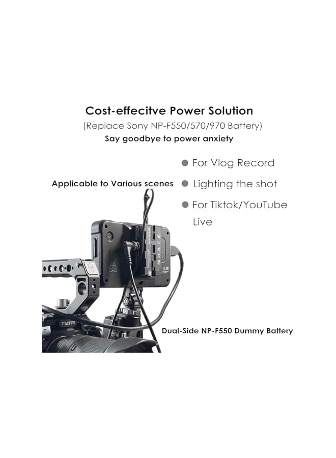 PROMASS D-Tap to NP-F550 Dummy Battery,Double-Sided NPF 570/770/970 Battery Coiled Cable with Type-C Port Power 3 Devices Compatible with LED Light, Feelworld,Atomos Ninja/Shinobi Monitor/Transmitter etc - Image 2