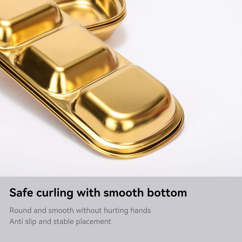 Drizzle أطباق صلصة من الفولاذ المقاوم للصدأ 3 قطع - ذهبية - صلصة الصويا - صلصة الطماطم - الملح - الخل - السكر - التوابل - أطباق غمس - باربكيو كوري - أدوات المطبخ المنزلية - Image 5