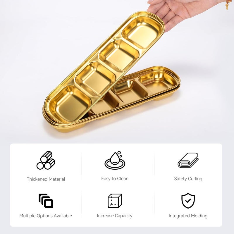 Drizzle أطباق صلصة من الفولاذ المقاوم للصدأ 3 قطع - ذهبية - صلصة الصويا - صلصة الطماطم - الملح - الخل - السكر - التوابل - أطباق غمس - باربكيو كوري - أدوات المطبخ المنزلية - Image 4