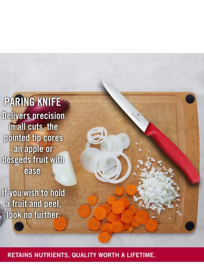 VICTORINOX KITCHEN Victorinox Swiss Classic Paring 4" straight Spear Point Blade 5/8" Width at Handle Red  - Image 4