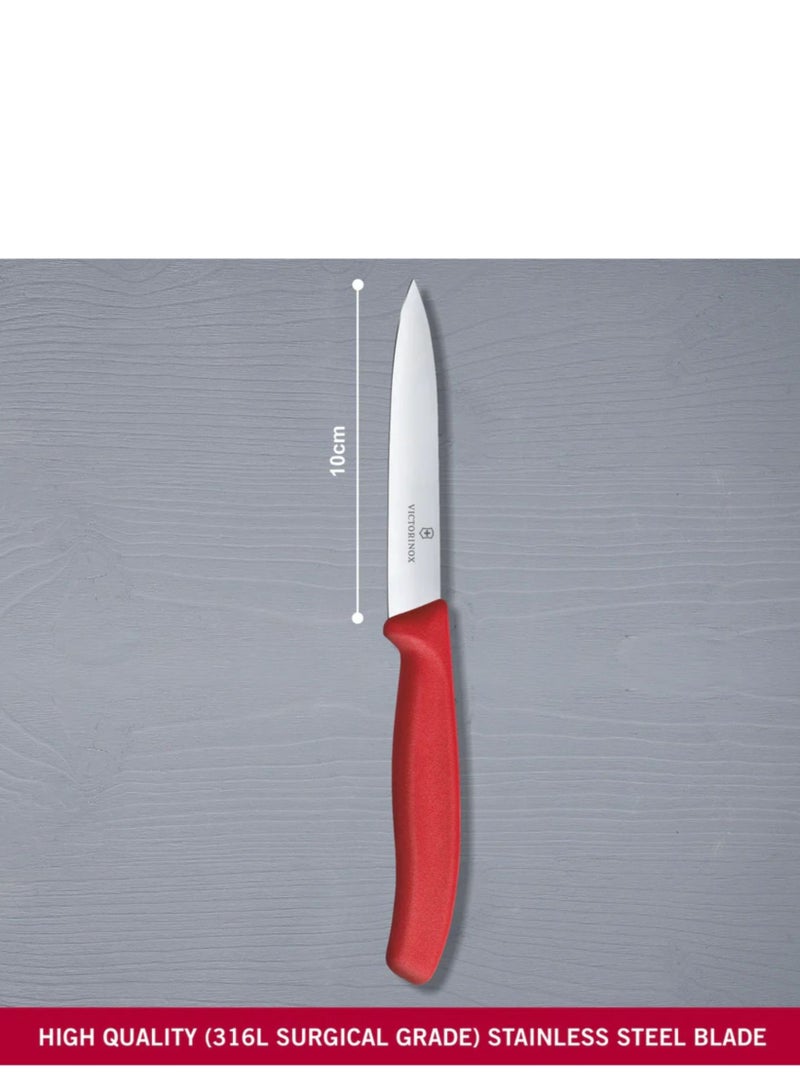 VICTORINOX KITCHEN Victorinox Swiss Classic Paring 4" straight Spear Point Blade 5/8" Width at Handle Red  - Image 2