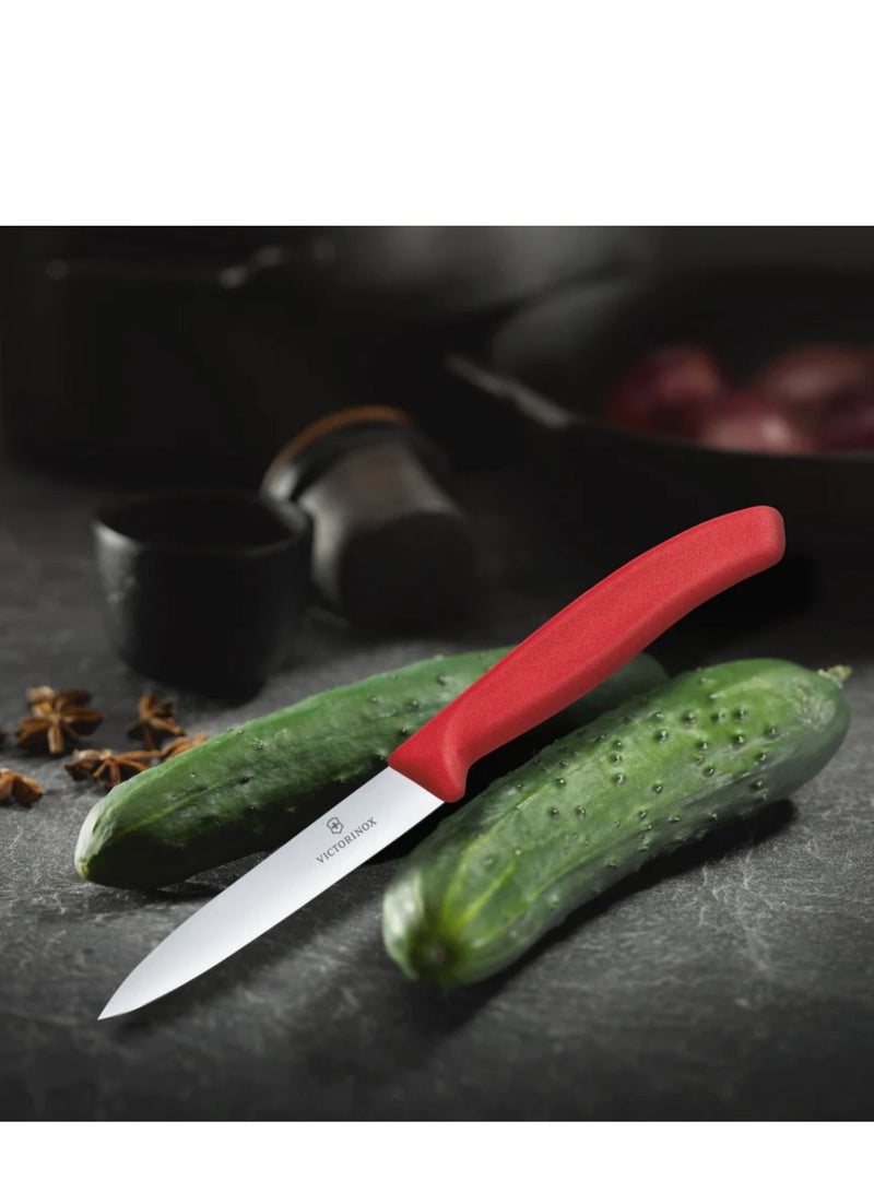 VICTORINOX KITCHEN Victorinox Swiss Classic Paring 4" straight Spear Point Blade 5/8" Width at Handle Red  - Image 5
