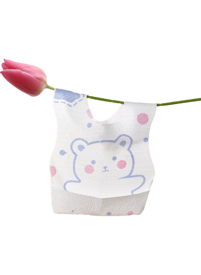 Mianzhirun Disposable Bib, Baby Drool Bib, Washable, Individually Wrapped, Bear Design, 20 Pieces * 2 Packs