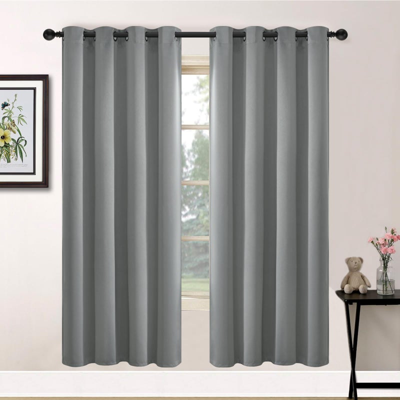 Yakamok Yakamok Dove Grey Room Darking 72 Inch Length 2 Panel Sets for Livingroom Dining Room Darkening Thermal Insulated Bay Window Hotel Modern Elegant Black Out Sunblock Curtins/Bedroom 52 x 72 Inches  - Image 1