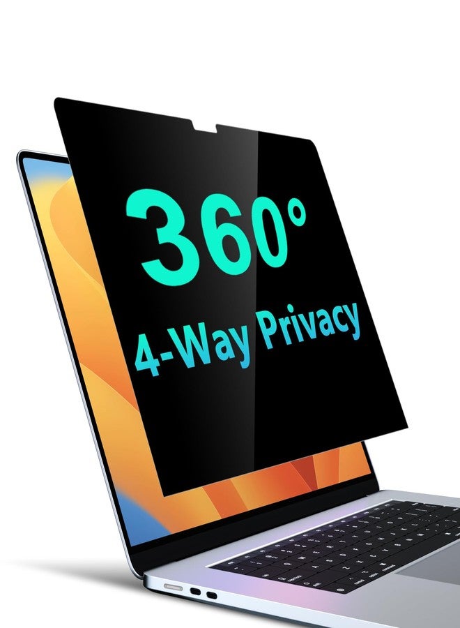 PYS 4-Way Privacy Screen for MacBook Pro 14 Inch (2024-2021, M4, M3, M2, M1) - 360° Anti-Spy Filter, Matte Anti-Glare Protector, Scratch-Resistant Film, Laptop Privacy Filter Shield - Image 1
