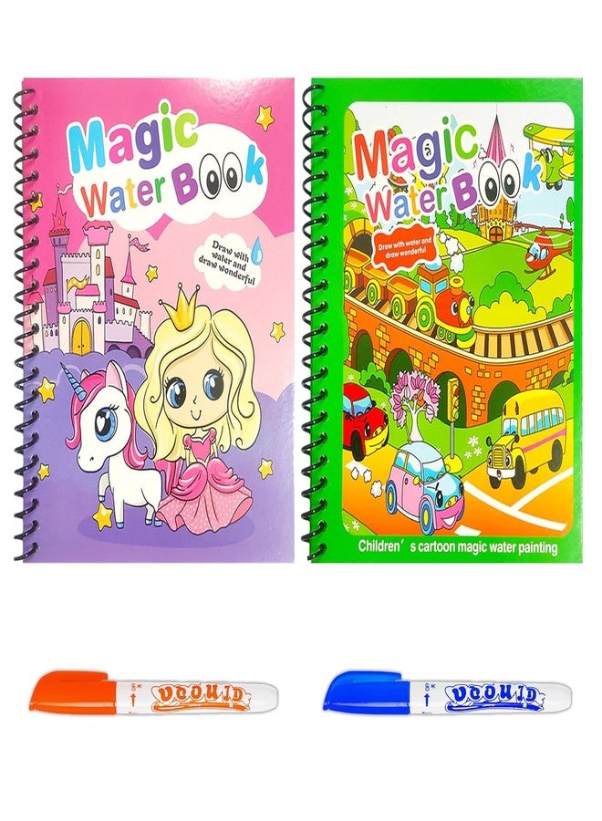 SCHNAPPI Magic Water Book, Reusable Drawing Coloring Book with Water Pen, Ocean Theme, Educational Learning Toy for Kids (Pack of 2) - Image 1