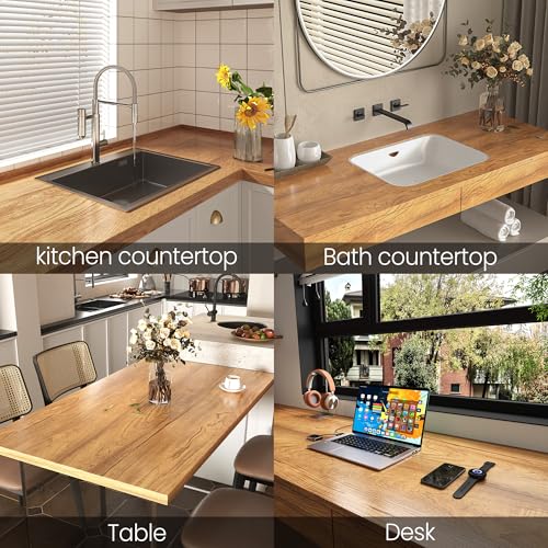 COSNIGHT Wood Grain Contact Paper with Tools, Peel and Stick Wallpaper, Self Adhesive Wall Paper for Countertop Drawer Shelf Liner Cabinet Easy to Clean 15.7In x 393In - Image 2
