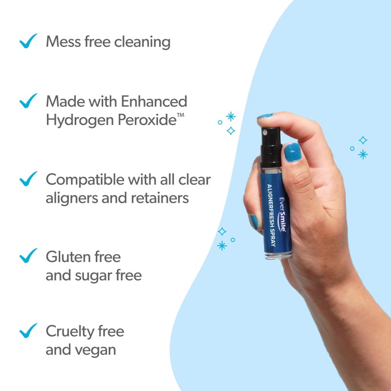 EverSmile AlignerFresh Cleaning Spray for Invisalign and All Clear Aligners and Retainers â€“ On-the-Go Cleaning & Teeth Whitening, Kills Bacteria, Fights Bad Breath â€“ Mint Flavor, 10ml (1 Pack) - Image 3
