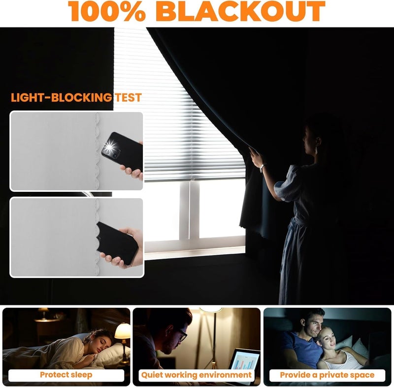 Magic Tape Stick On Blackout Curtains for Bedroom, No Drilling Self Adhesive, Portable 100% Blackout Blind for Small Windows, Easy Install Light Blocking Window Cover (1Pcs 100×120cm Silver Gray) - Image 3