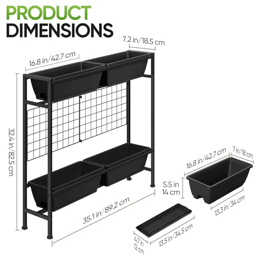 CADUKE Raised Garden Bed, Garden Raised Planter Box with Legs, 32" Elevated Vegetable Garden Beds with Drainage Holes & Trellis, Herb Garden Planter Outdoor for Vegetables, Balcony, Patio, Black - Image 2