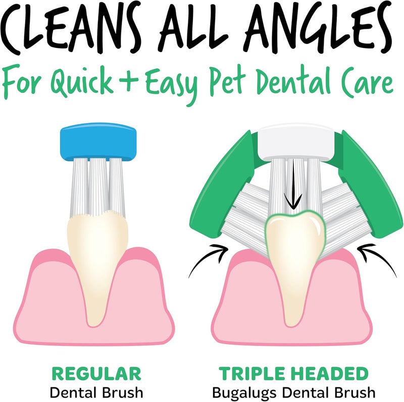 Bugalugs Triple Headed Toothbrush for Dogs & Cats - 2PCS - Image 4