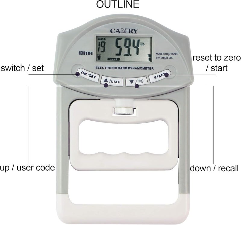 Camry 90kg 90 Kgs Digital Hand Dynamometer Grip Strength Measurement Metre Auto Capturing Hand Grip Power - Image 4