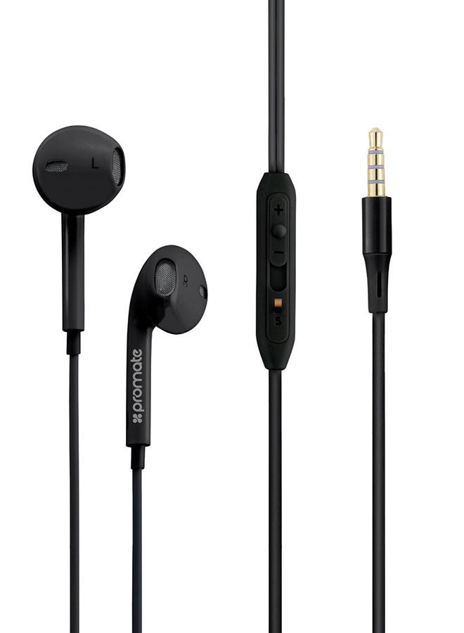Earphones, In-Ear 3.5Mm Universal Crystal Sound And Noise Isolating Earbuds With In-Line Remote Volume Control Built-In Mic For Smartphones, Pc, Tablets, Laptops Black