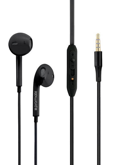 Earphones, In-Ear 3.5Mm Universal Crystal Sound And Noise Isolating Earbuds With In-Line Remote Volume Control Built-In Mic For Smartphones, Pc, Tablets, Laptops Black