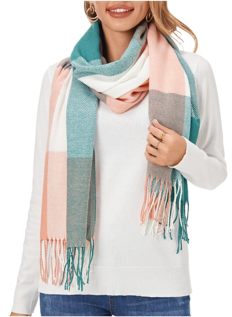 SYOSI - Women's Large Plaid Scarf, Fashionable Long Shawl Wrap, Winter Warm and Lightweight, Classic Soft Cashmere Feel, Big Grid Pattern, Ideal for Cold Weather, Gift - Image 1
