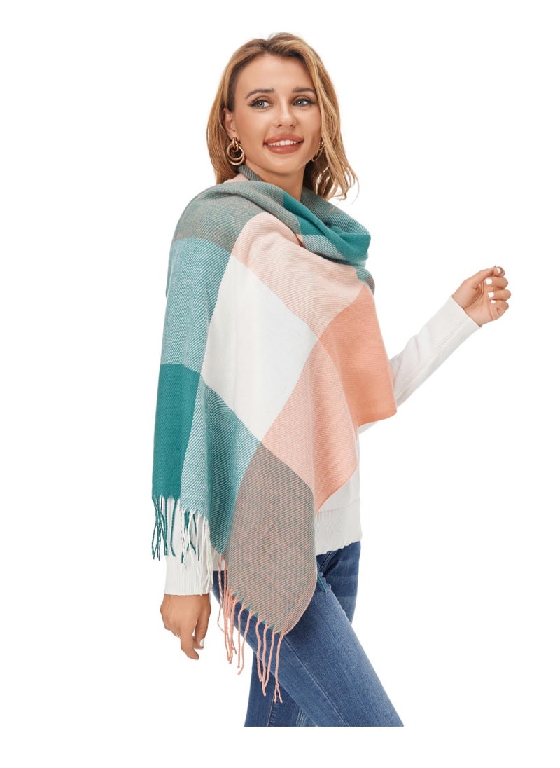 SYOSI - Women's Large Plaid Scarf, Fashionable Long Shawl Wrap, Winter Warm and Lightweight, Classic Soft Cashmere Feel, Big Grid Pattern, Ideal for Cold Weather, Gift - Image 1