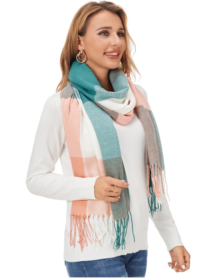 SYOSI - Women's Large Plaid Scarf, Fashionable Long Shawl Wrap, Winter Warm and Lightweight, Classic Soft Cashmere Feel, Big Grid Pattern, Ideal for Cold Weather, Gift - Image 1