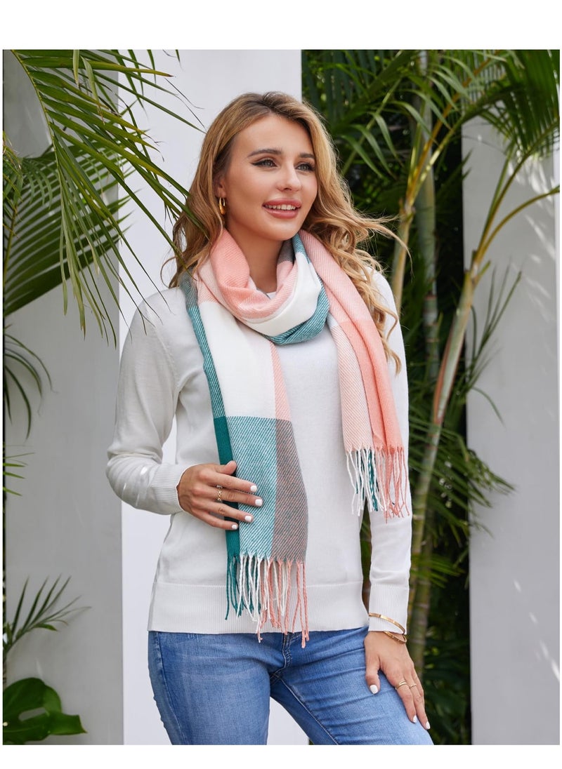 SYOSI - Women's Large Plaid Scarf, Fashionable Long Shawl Wrap, Winter Warm and Lightweight, Classic Soft Cashmere Feel, Big Grid Pattern, Ideal for Cold Weather, Gift - Image 1