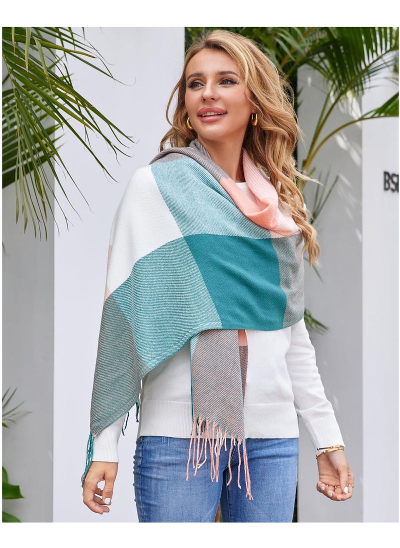 SYOSI - Women's Large Plaid Scarf, Fashionable Long Shawl Wrap, Winter Warm and Lightweight, Classic Soft Cashmere Feel, Big Grid Pattern, Ideal for Cold Weather, Gift - Image 1