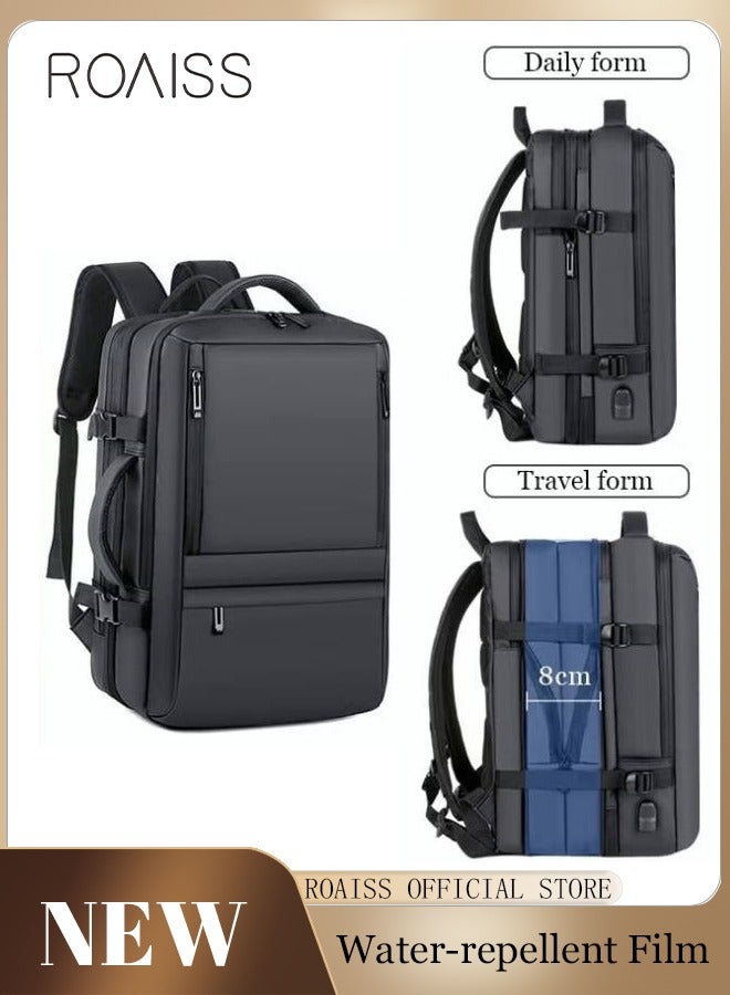 roaiss Scalable Large Capacity Laptop Backpack Business Backpack College Schoolbags Waterproof Travel Backpack Suitable for 17 Inch Laptops for Men and Women with USB Charger Black - Image 1
