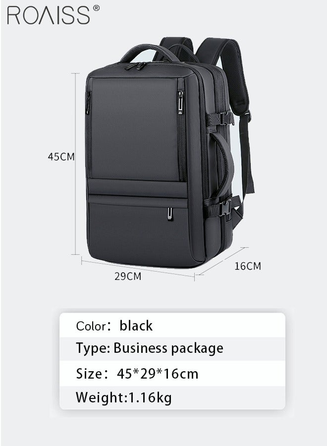 roaiss Scalable Large Capacity Laptop Backpack Business Backpack College Schoolbags Waterproof Travel Backpack Suitable for 17 Inch Laptops for Men and Women with USB Charger Black - Image 5