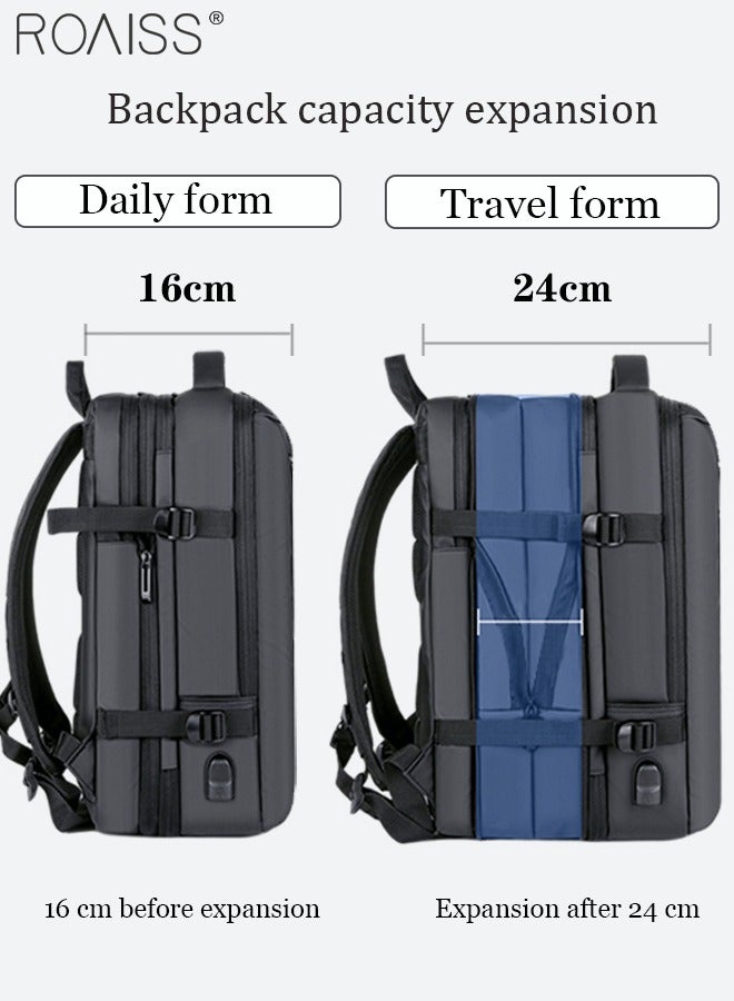 roaiss Scalable Large Capacity Laptop Backpack Business Backpack College Schoolbags Waterproof Travel Backpack Suitable for 17 Inch Laptops for Men and Women with USB Charger Black - Image 4