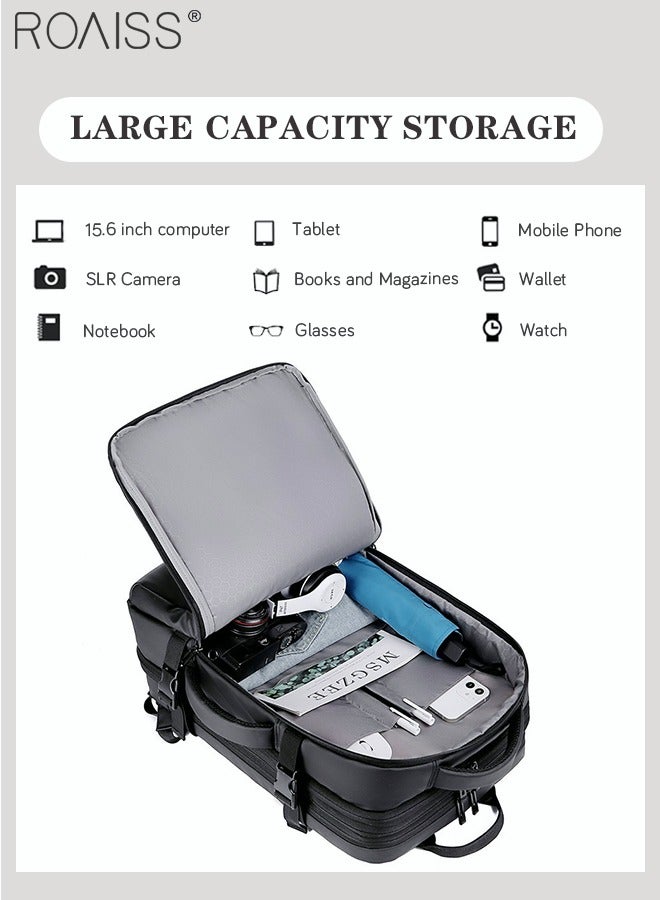 roaiss Scalable Large Capacity Laptop Backpack Business Backpack College Schoolbags Waterproof Travel Backpack Suitable for 17 Inch Laptops for Men and Women with USB Charger Black - Image 3
