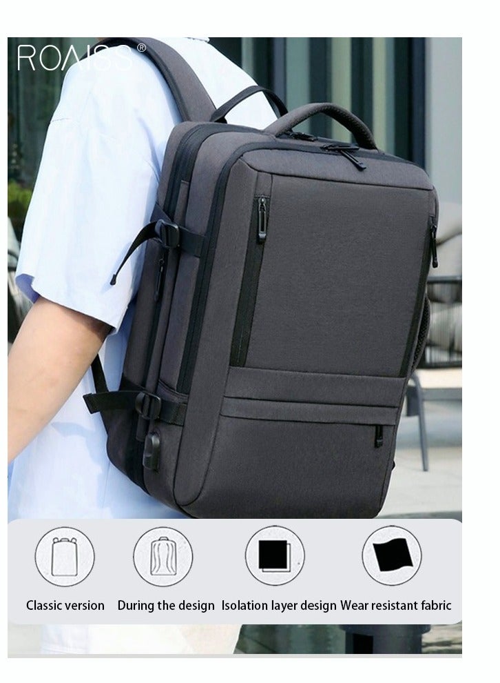 roaiss Scalable Large Capacity Laptop Backpack Business Backpack College Schoolbags Waterproof Travel Backpack Suitable for 17 Inch Laptops for Men and Women with USB Charger Black - Image 2