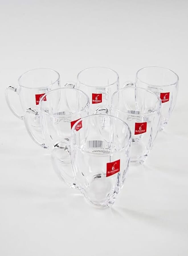 BlinkMax Tea and Nescafe mug set, 6 pieces, clear crystal glass, the famous Blank Mix brand, 6 pieces, code: 126