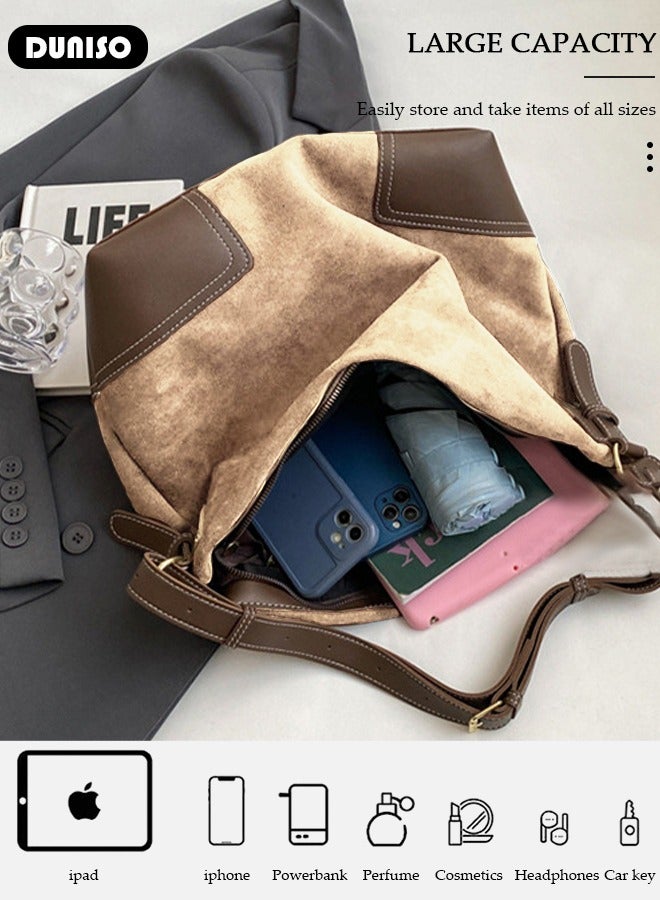 DUNISO Women's Shoulder Tote Bag Canvas Handbag For Women Large Capacity Bucket Bag Fashionable Travel Messenger Shoulder Bag For Ladies Girls College Students - Image 5