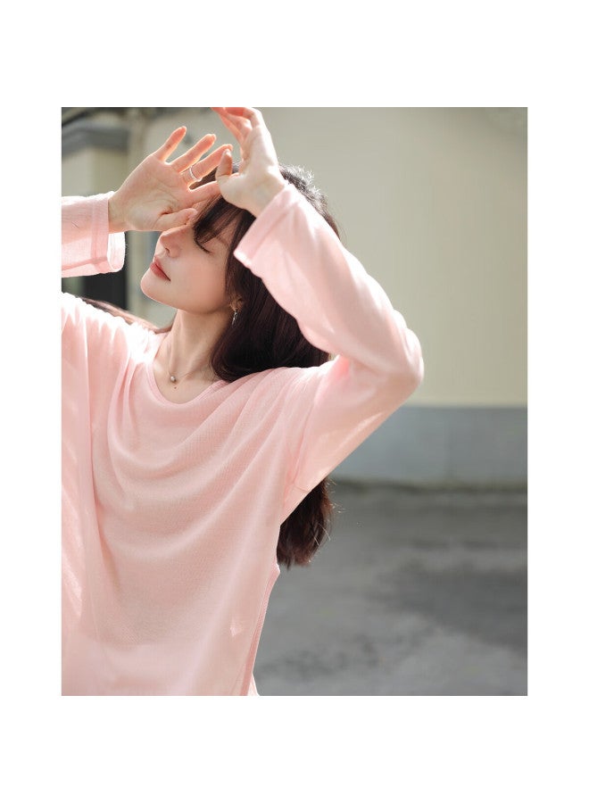 Mt Euro Style Series Spring Lazy Lightweight Curved Hem Round Neck Stretch Slimming Women's T-shirt - Image 4