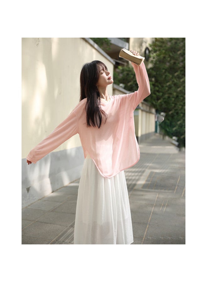 Mt Euro Style Series Spring Lazy Lightweight Curved Hem Round Neck Stretch Slimming Women's T-shirt - Image 5