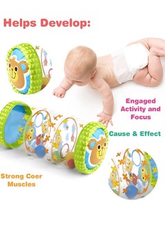 GROIC Crawling & Walking Baby Toys Inflatable Baby Roller Toy Beginner Crawl Along Game Ball Drop Maze Tummy Time Activity Center Early Development Jumbo Roller Rattle Toy Baby Toys for 6 Months  - Image 2
