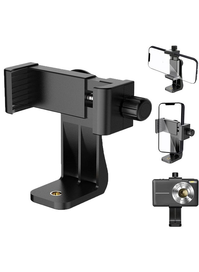 HY Smartphone Tripod Cell Phone Holder Mount Adapter, Fits iPhone, Samsung, and All Phones, Rotates Vertical and Horizontal, Adjustable Clamp  - Image 1