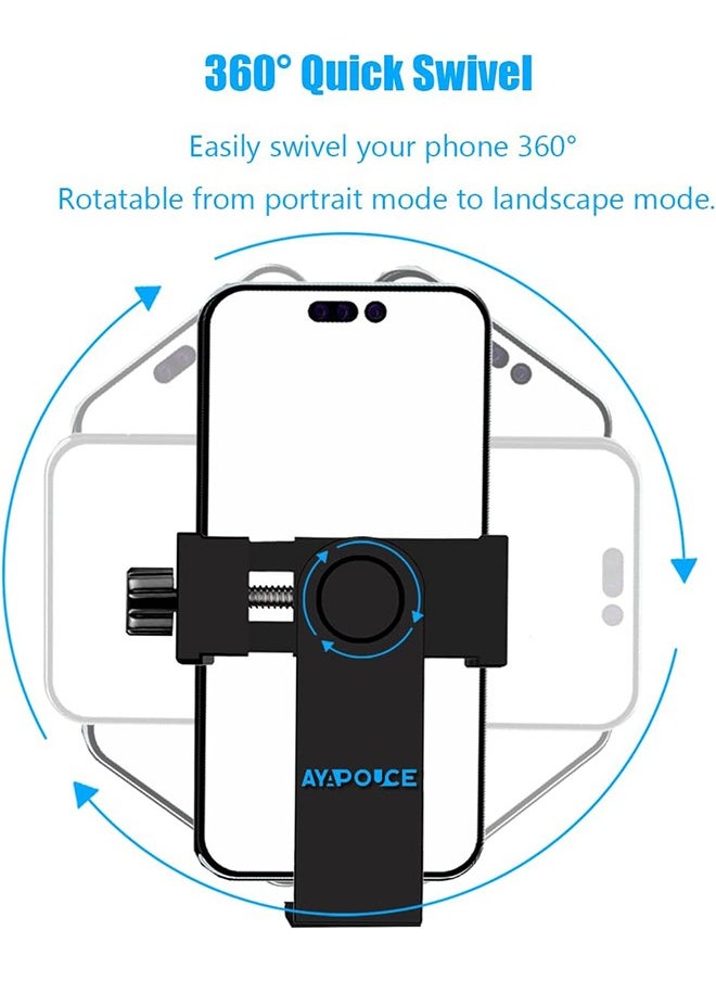 HY Smartphone Tripod Cell Phone Holder Mount Adapter, Fits iPhone, Samsung, and All Phones, Rotates Vertical and Horizontal, Adjustable Clamp  - Image 2