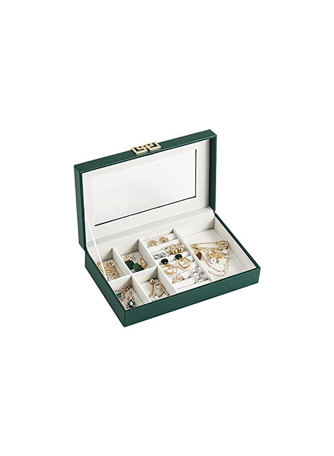 IAF Jewelry Box for Women, Delicate Acrylic Within Leather Lid Jewelry Box Organizer for Deposit Earring, Bangle, Bracelet, Necklace and Rings Storage leather Case with Transparent window - Image 3