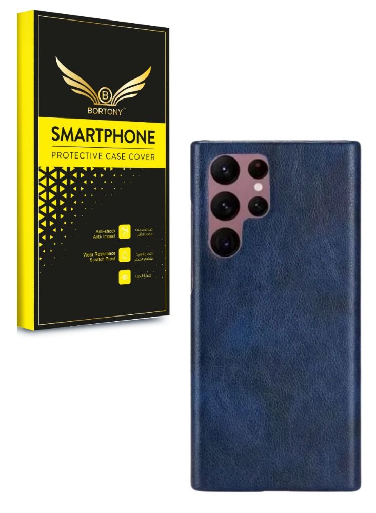 BORTONY Slim Leather Case Cover For Samsung S22 Ultra Grey - Image 1