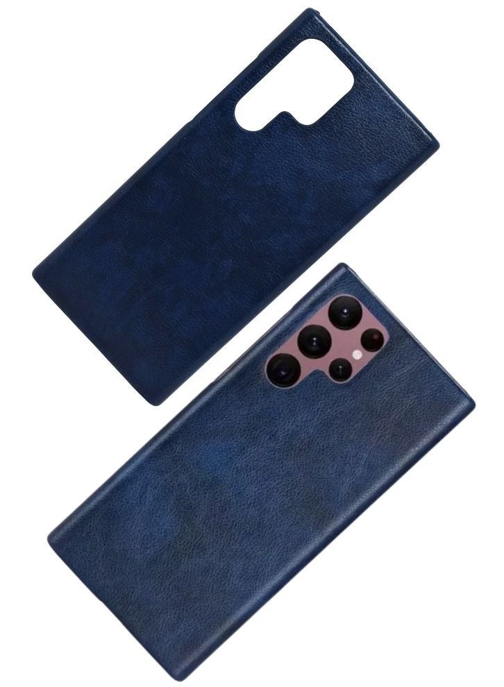 BORTONY Slim Leather Case Cover For Samsung S22 Ultra Grey - Image 2