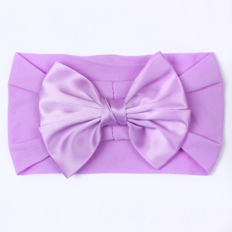 Generic 2023 European and American New Baby Soft Nylon Hair Accessories Girls Wide Edge Bow Stretch Hood Baby Hair Belt Purple