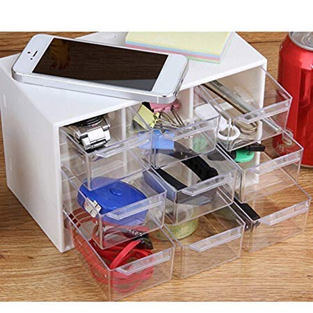 EBOFAB 9 Grid Mini Plastic Acrylic Multipurpose Drawer Storage Box jewelry cosmetics stationery Office Accessories Needle Button Etc Multicolor - Image 2