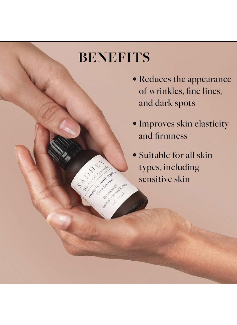 SADHEV - Ayurvedic Anti-Ageing Face Serum With Goodness OF Bakuchiol And Naturally Derived Retinol for Reducing Wrinkles, Fine lines And Dark Spots - Image 1