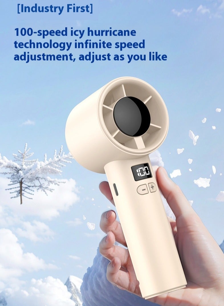 Handheld or Desktop Fan with Digital Display, 100 Speeds, Long Battery Life, USB Rechargeable, High-Speed Turbo Fan