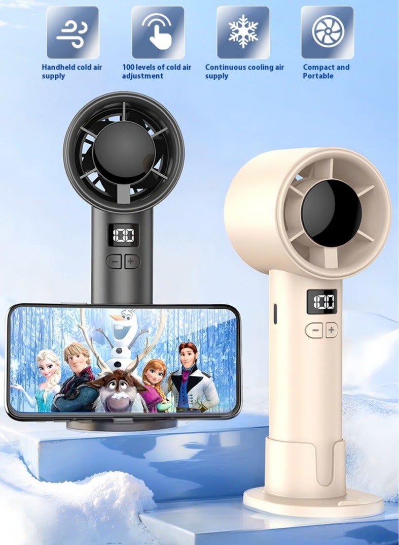 Handheld or Desktop Fan with Digital Display, 100 Speeds, Long Battery Life, USB Rechargeable, High-Speed Turbo Fan