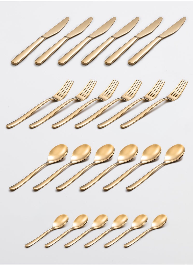 Generic - Golden-colored Flatware Set for 24pcs Stainless Steel Dining Knife Spoons Forks Sets Dishwasher-Safe Cutlery - Image 1