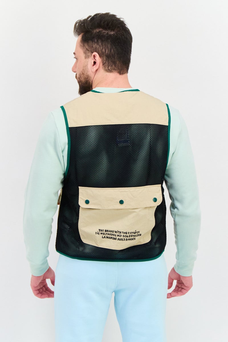adidas Originals Men Sportswear Fit Sleeveless Training Vest Jacket, Beige  - Image 3