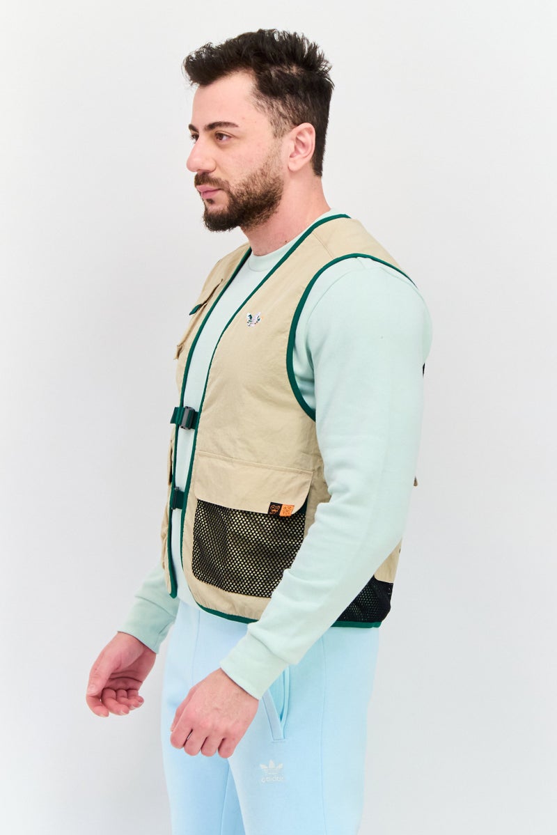 adidas Originals Men Sportswear Fit Sleeveless Training Vest Jacket, Beige  - Image 2