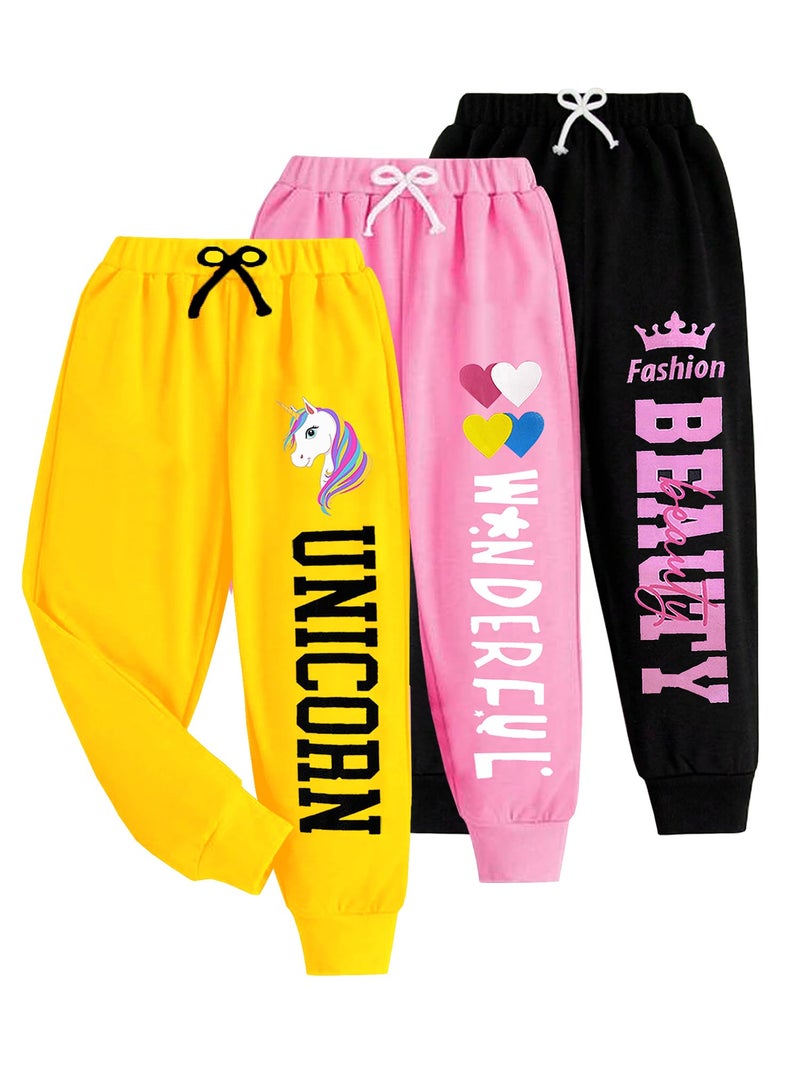 Kuchipoo Girls Regular Mid Rise Track Pants - Pack of 3 (KUC-LOW-142, 5-6 Years, Multi-Colored) - Image 1