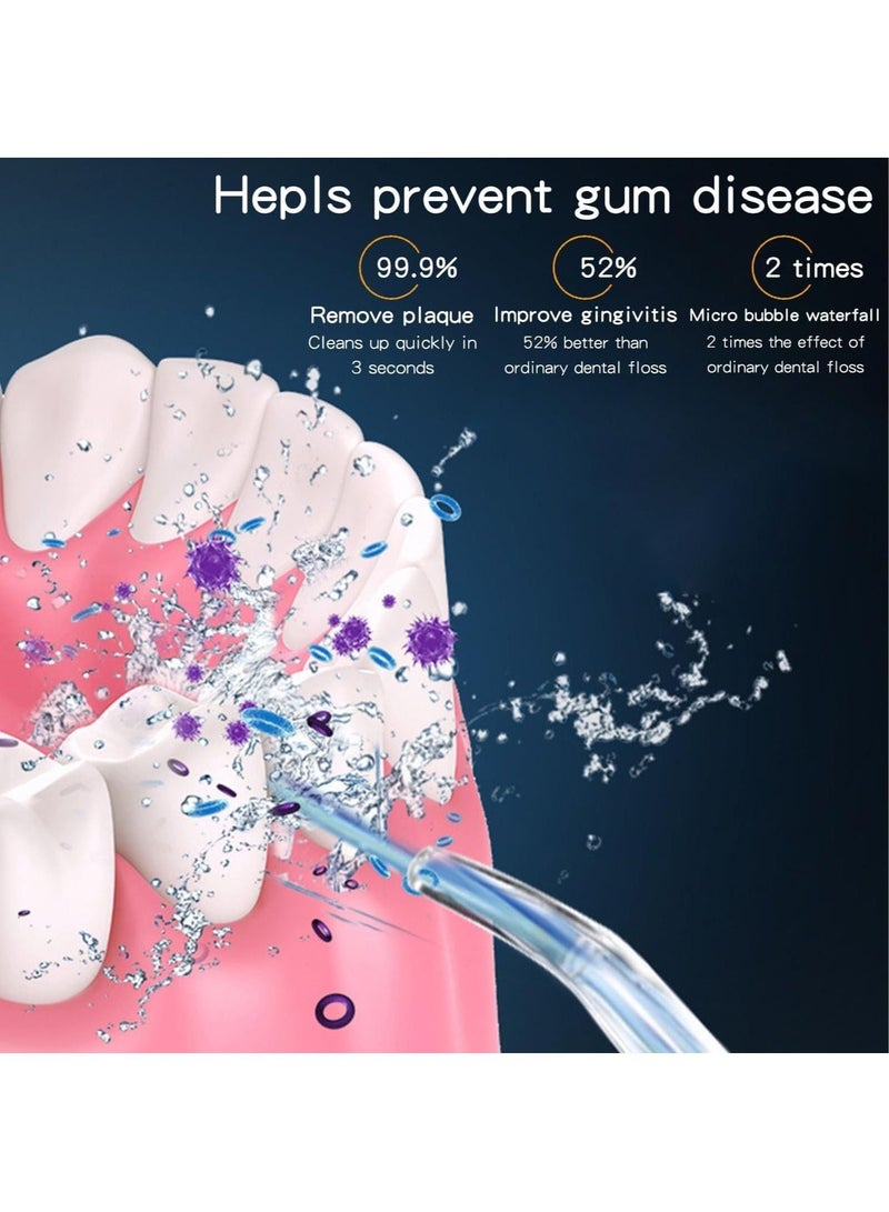 عام منظف الأسنان بالماء، جهاز محمول قابل لإعادة الشحن ومقاوم للماء، مع 4 فوهات، 3 وضعيات للتحكم في رش الماء، خزان قابل للإزالة، مناسب للرحلات العائلية (اللون: أبيض) - Image 2
